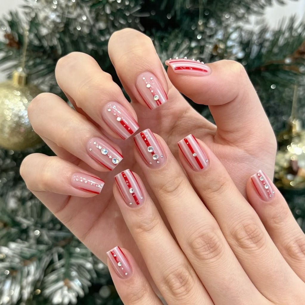 Candy Cane nail idea 10
