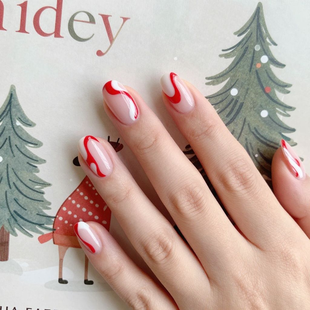 Candy Cane nail idea 12