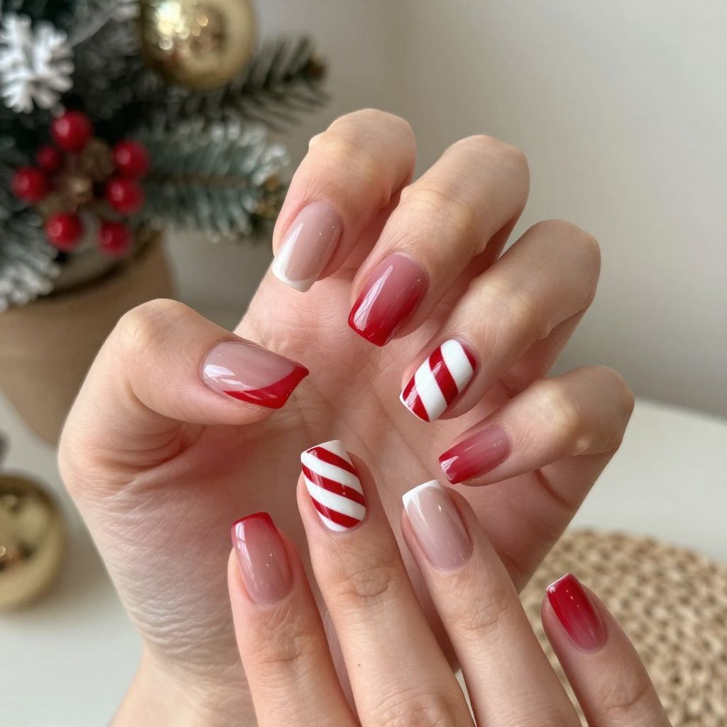 Candy Cane nail idea 13