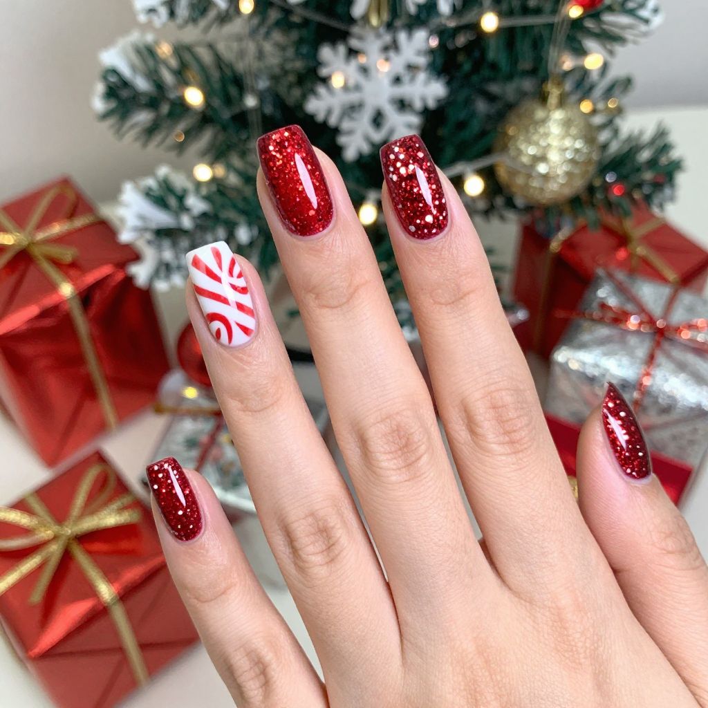 Candy Cane nail idea 14