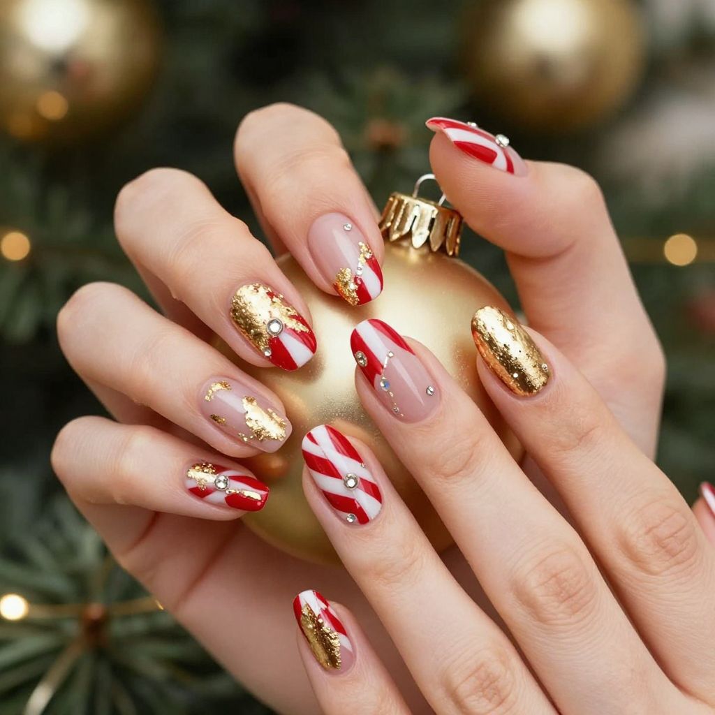 Candy Cane nail idea 4