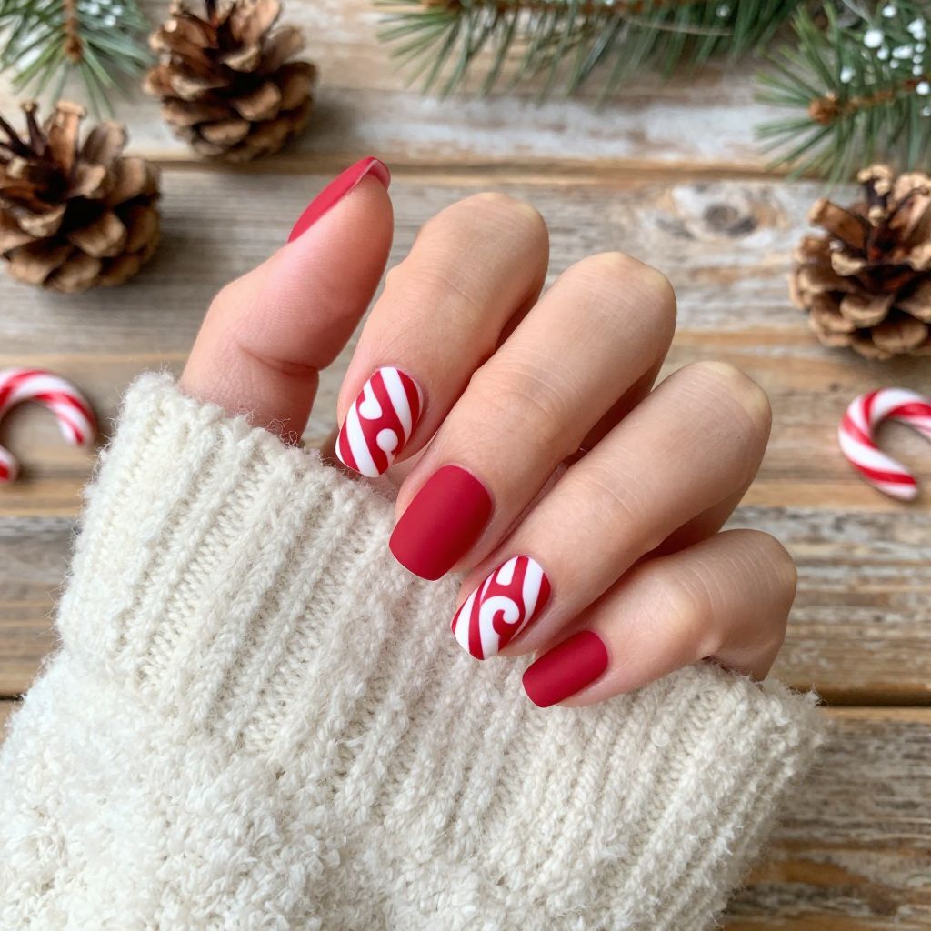 Candy Cane nail idea 5