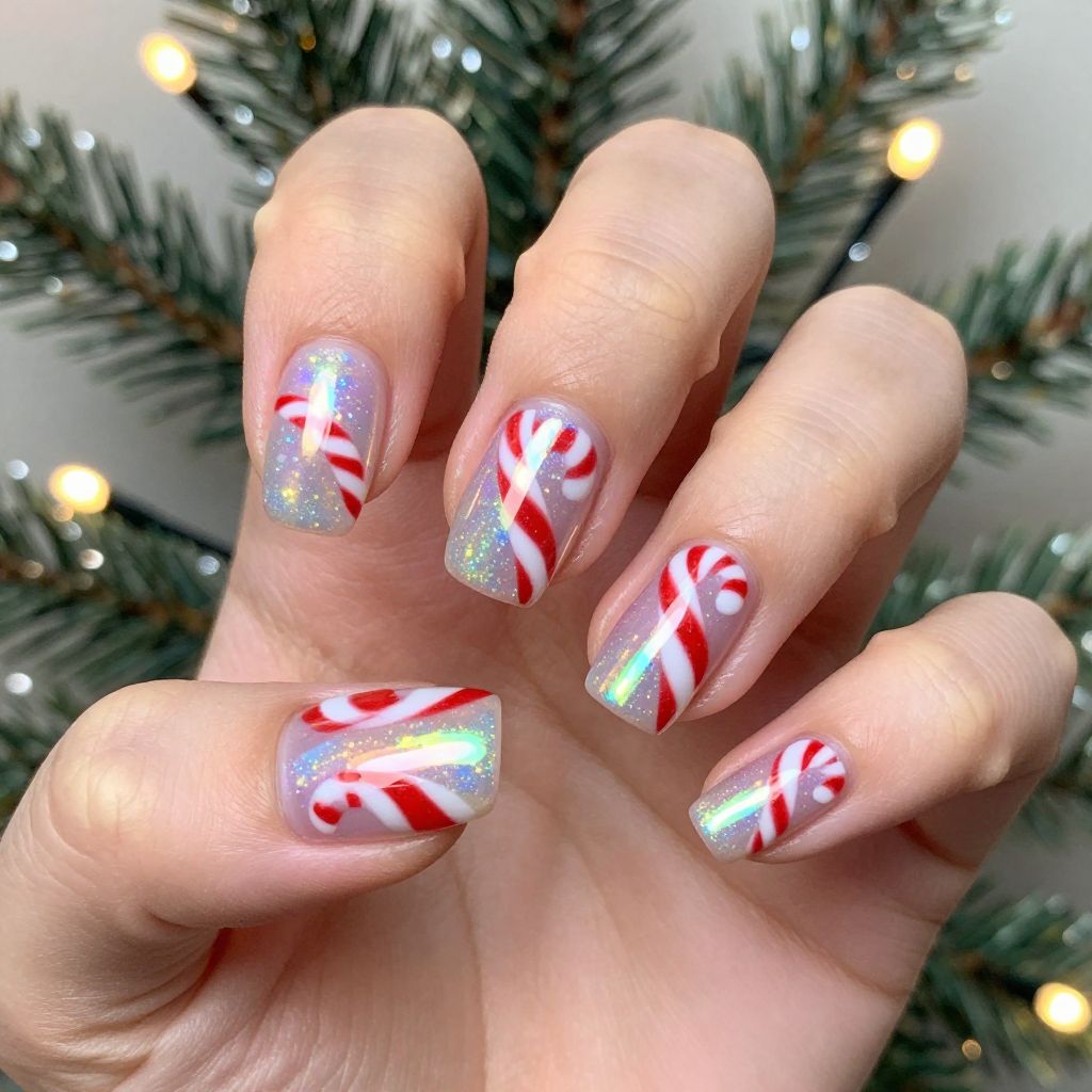 Candy Cane nail idea 7