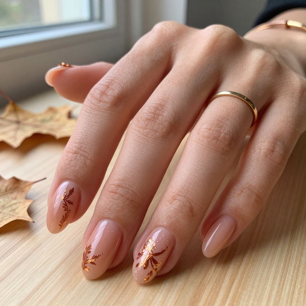 Peachy Nude Cat Eye with Copper Foil