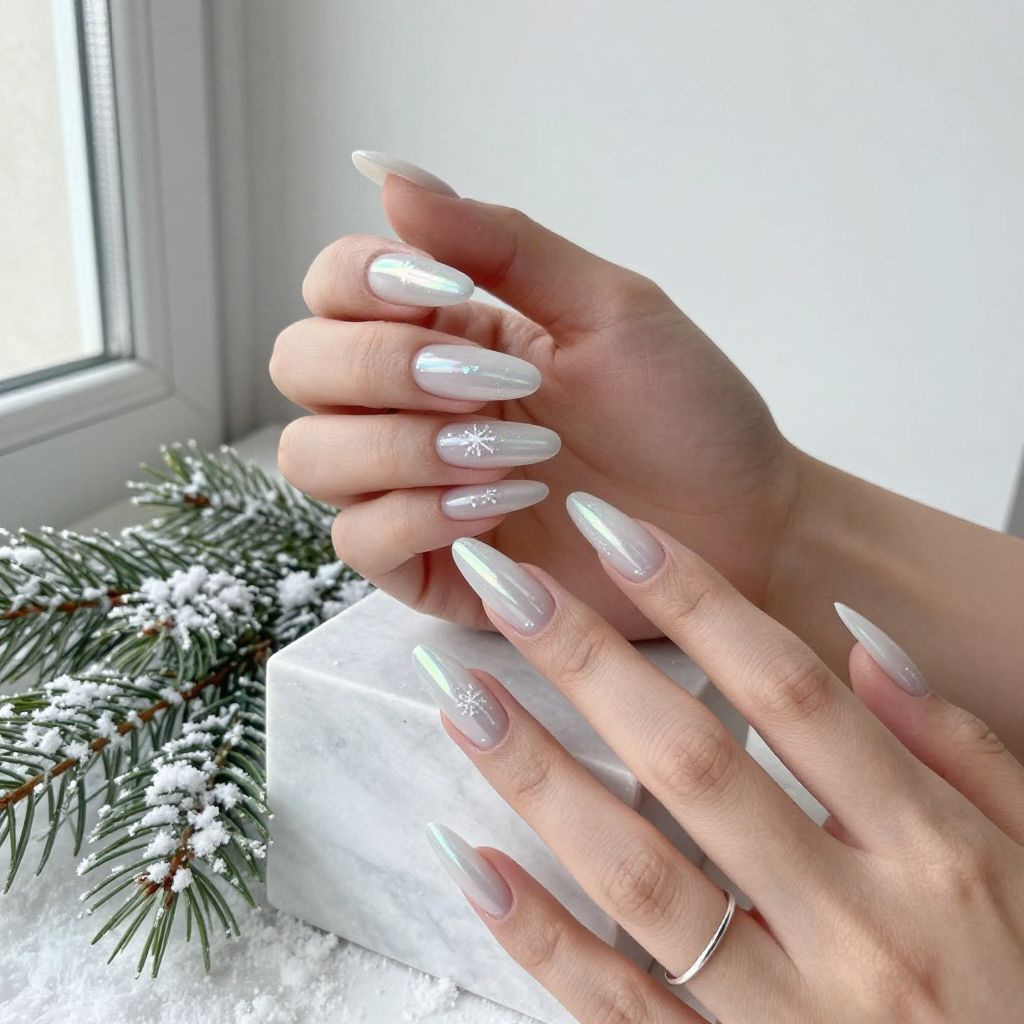 Icy White Cat Eye with Silver Holographic Stripe