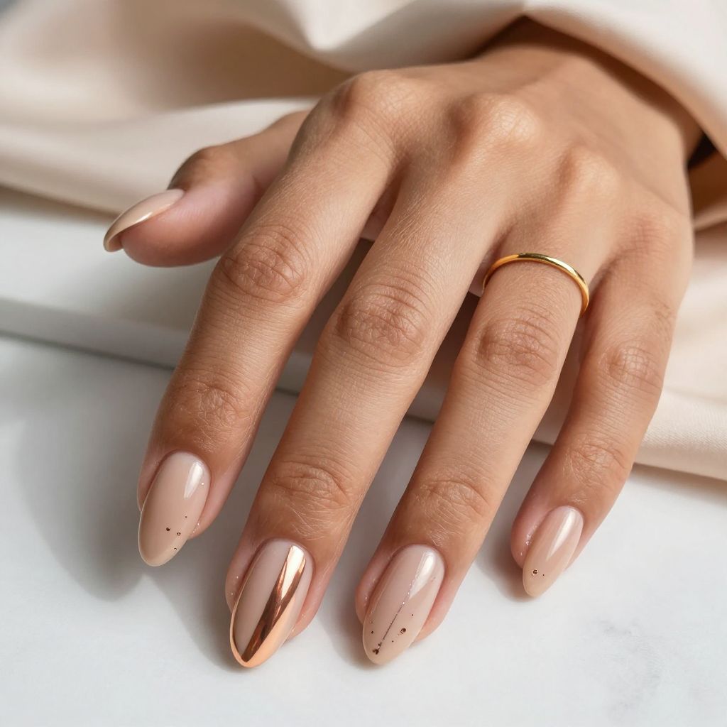 Rose Gold Cat Eye on Nude Base