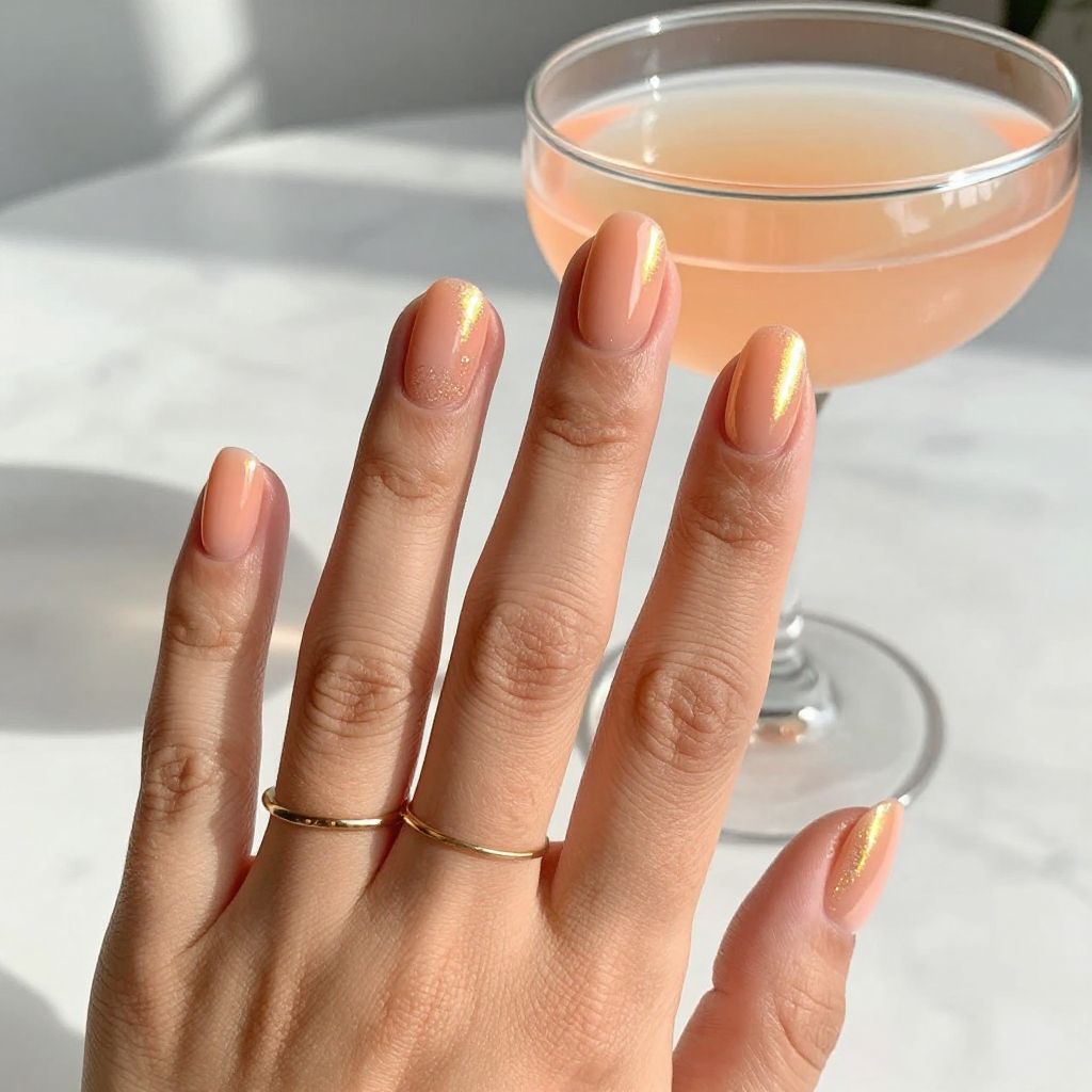 Peach bellini cat eye nails