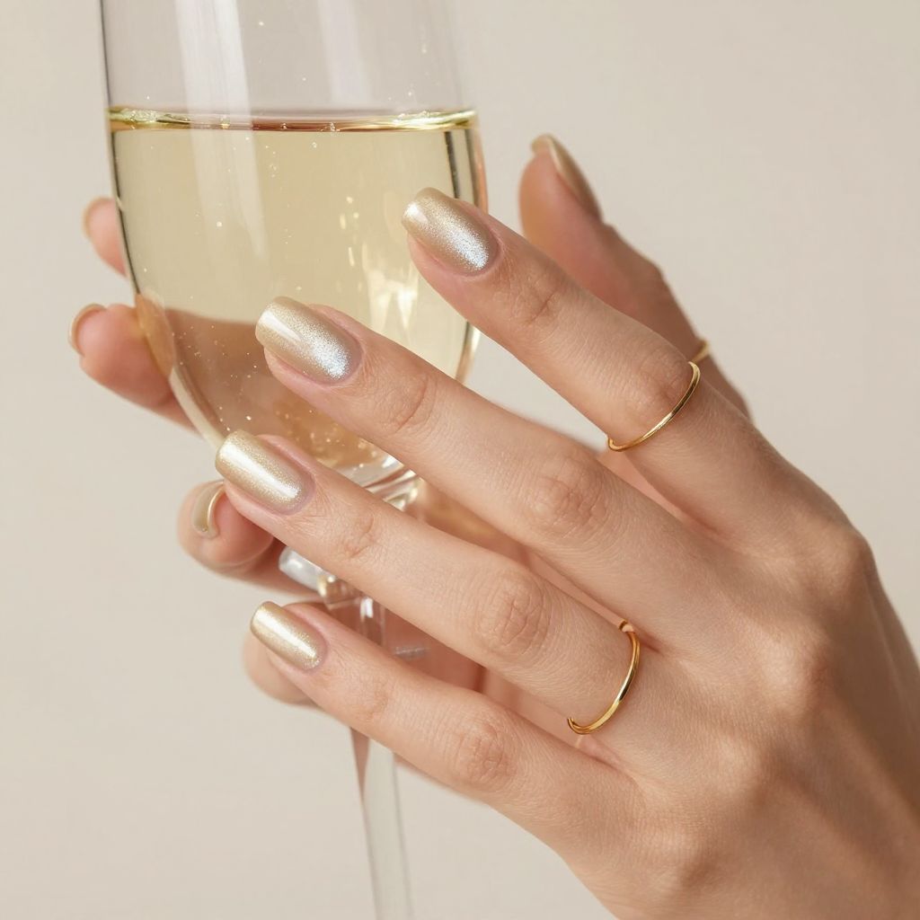 Champagne spark cat eye nails