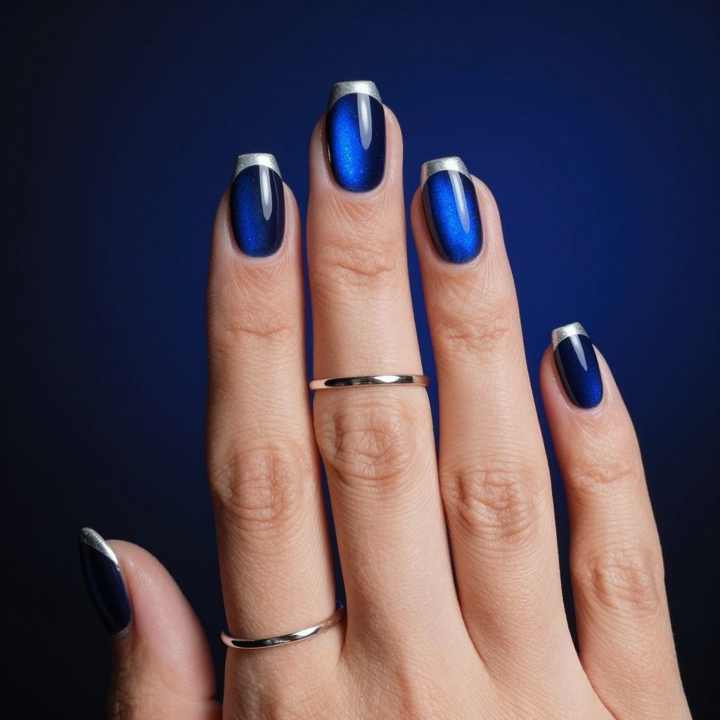 Midnight sapphire cat eye nails