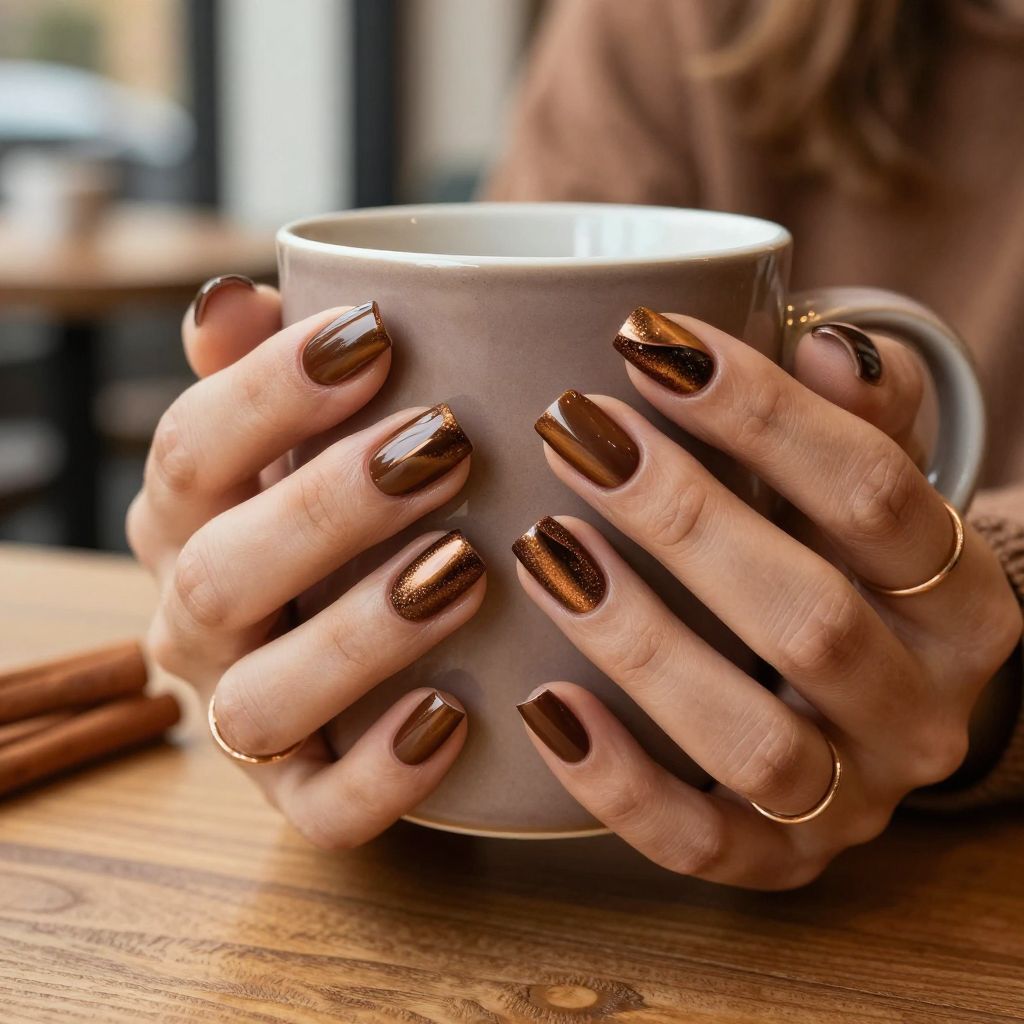 Bronze tiger cat eye nails