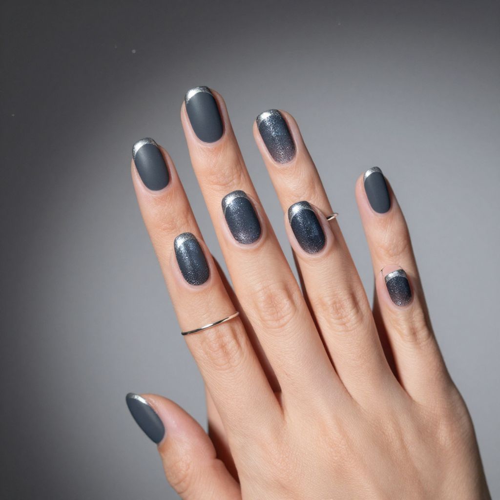 Charcoal galaxy cat eye nails