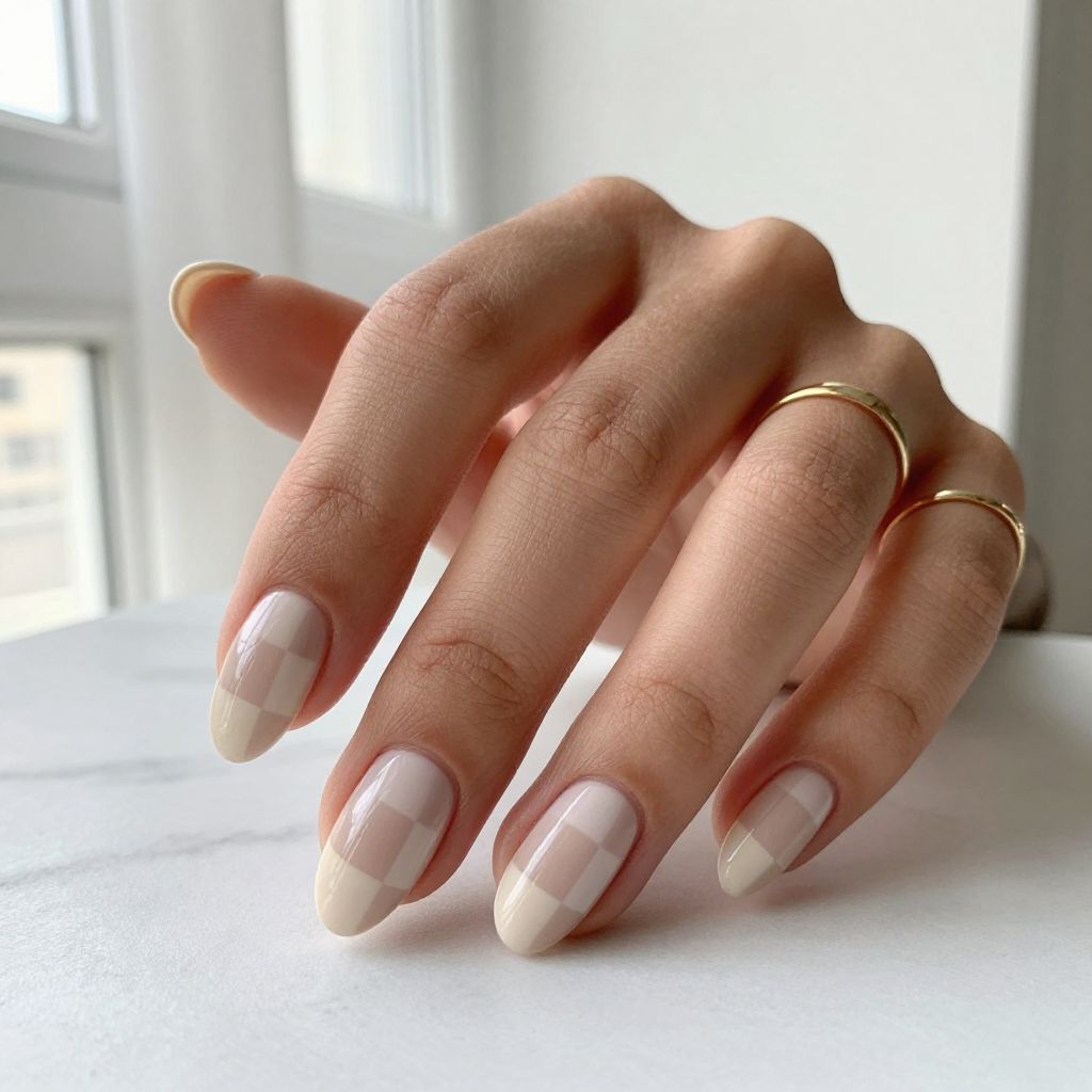Mixed Texture Checkered Nails