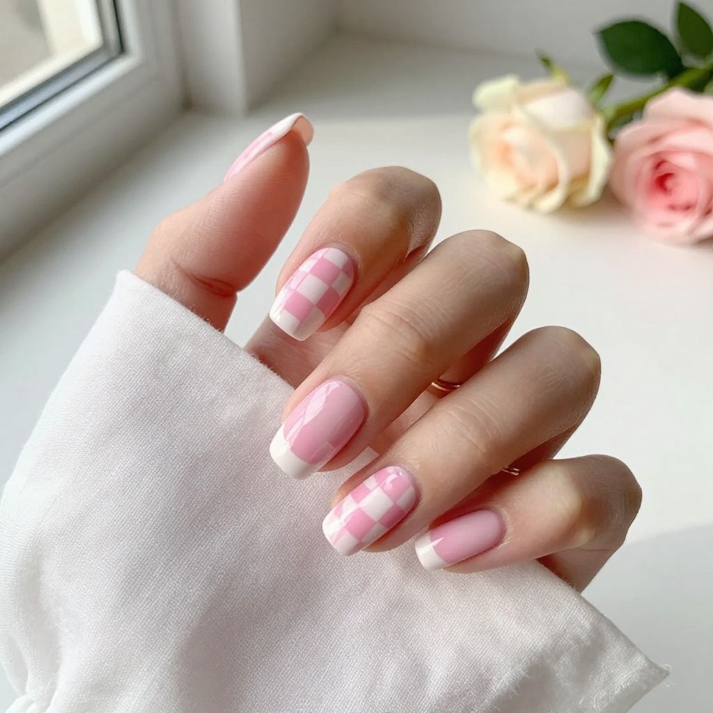 Pastel Pink Checkerboard