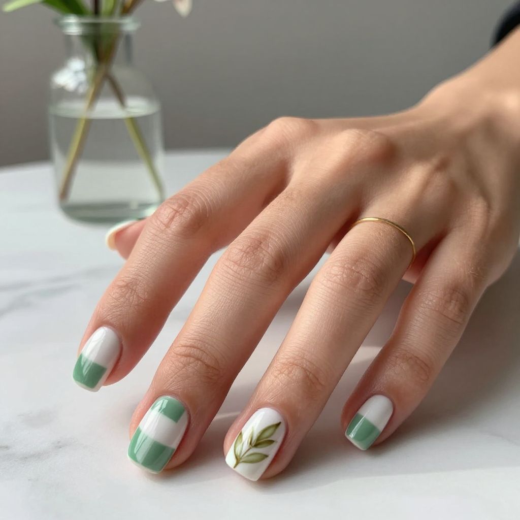Green and White Garden Checkers