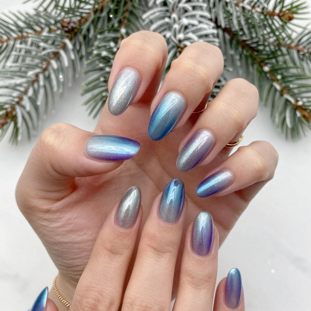 Silver with Blue and Purple Ombre