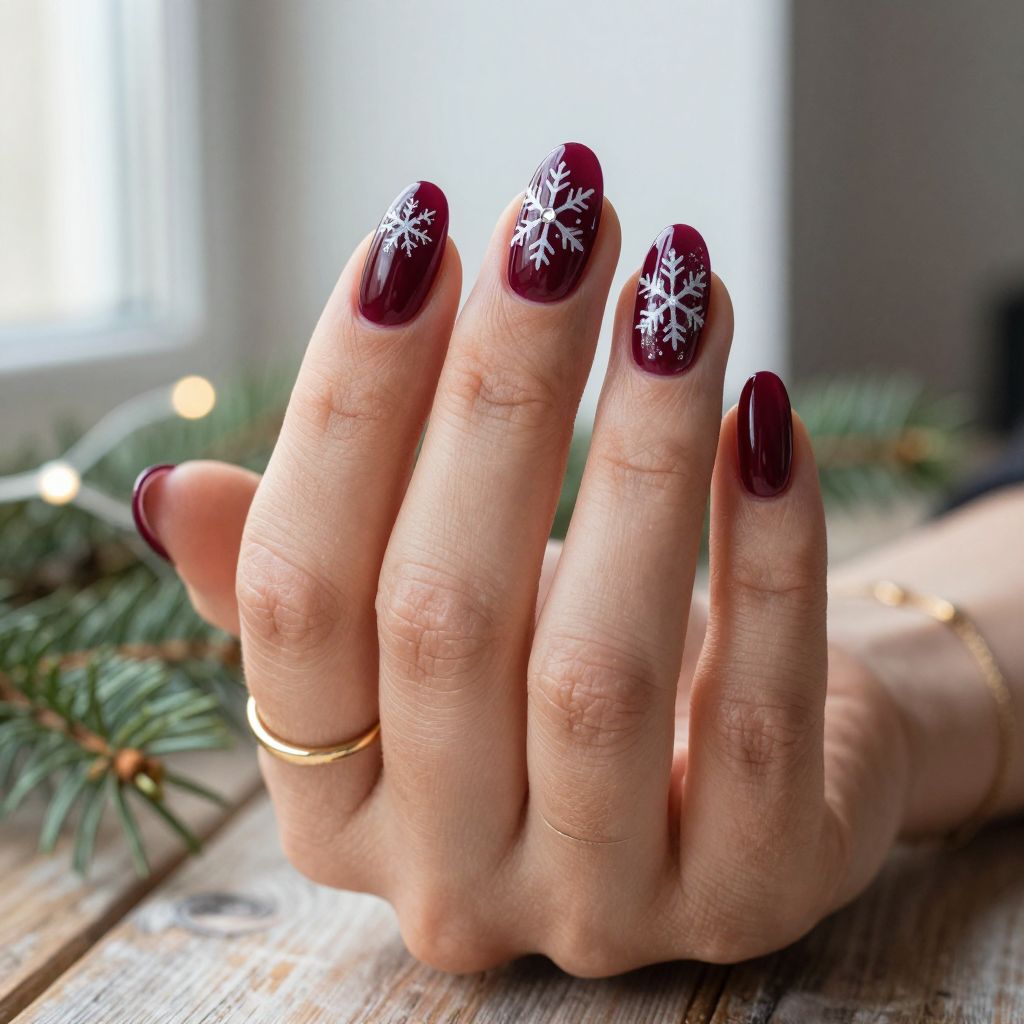 Burgundy with Snowflake Details