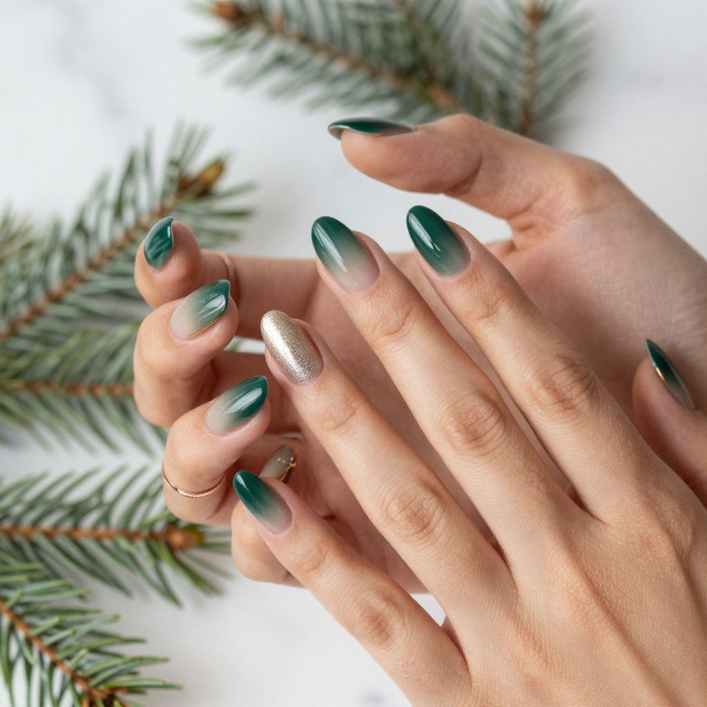 Forest Green Ombre with Glitter Gradient