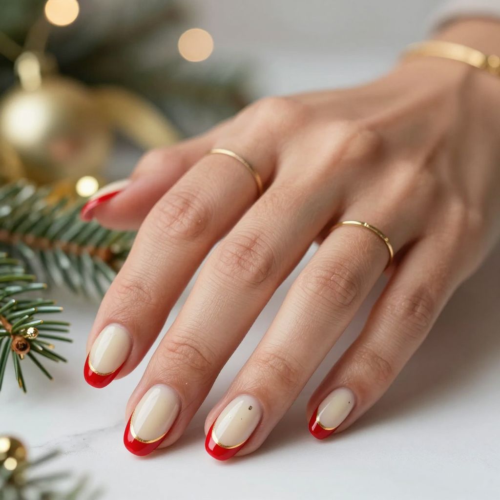 Classic Red and Gold French Tips