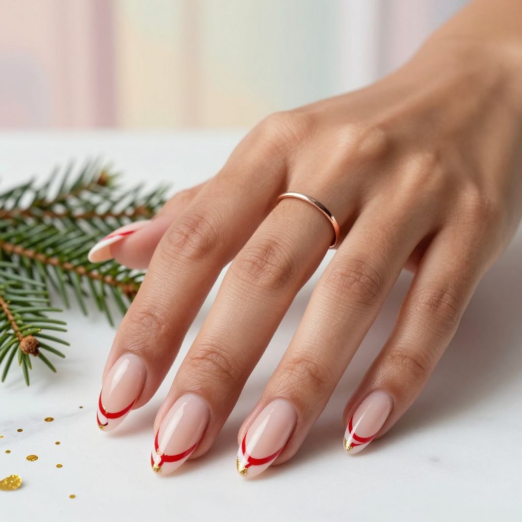 Candy Cane Striped French Tips