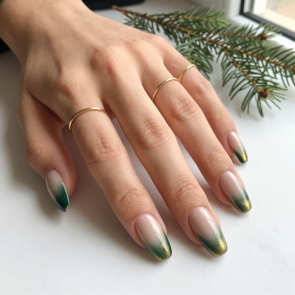 Ombré Green to Gold French Tips