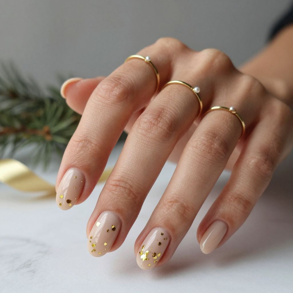 Nude with Gold Confetti