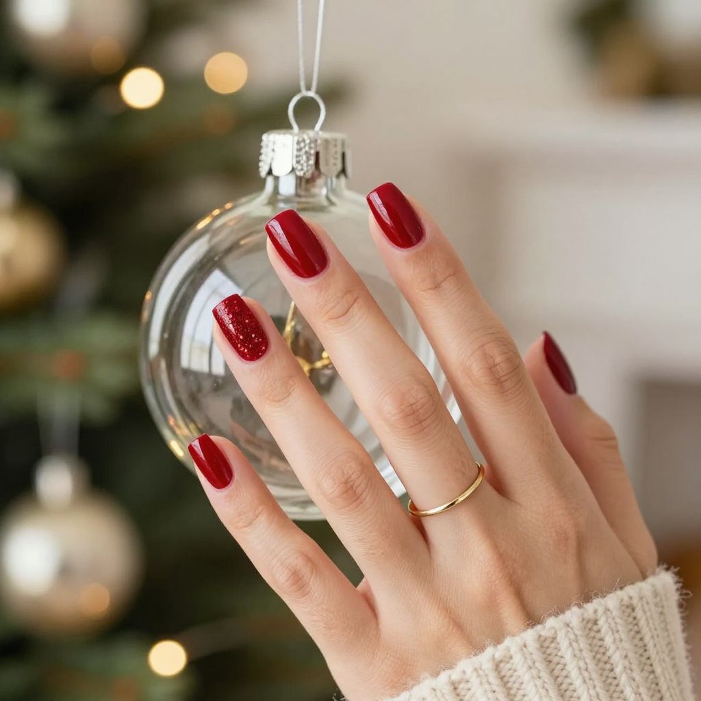 Classic ruby red gloss nails