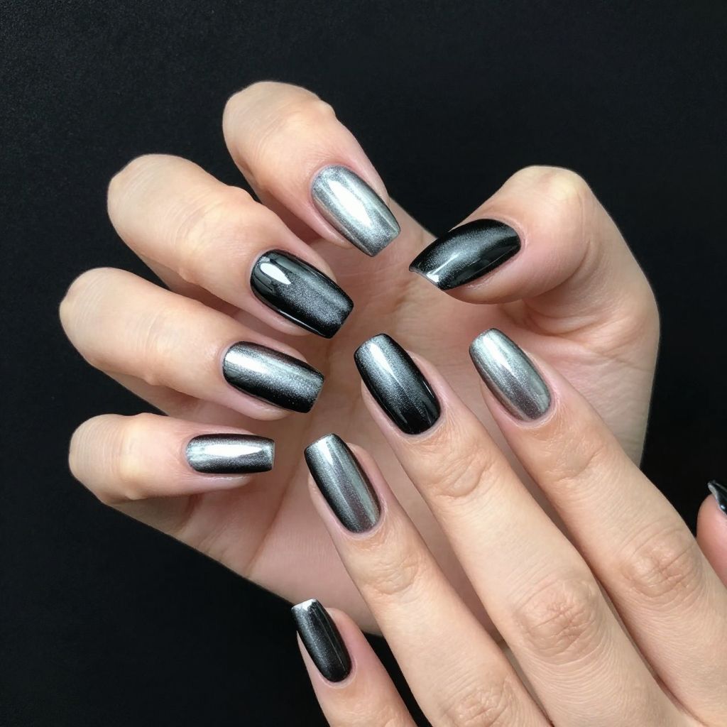 Icy chrome silver nails