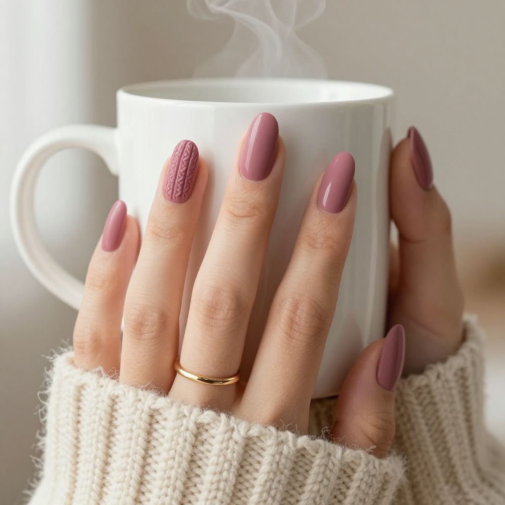 Cozy knitted sweater texture nails