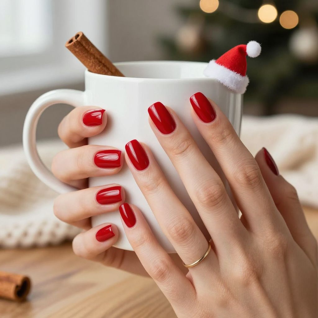 Santa hat feature nail