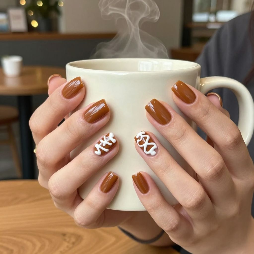 Gingerbread latte brown nails