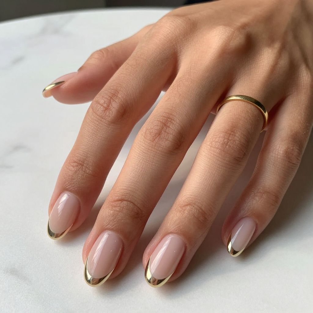 French Tip Chrome Nails