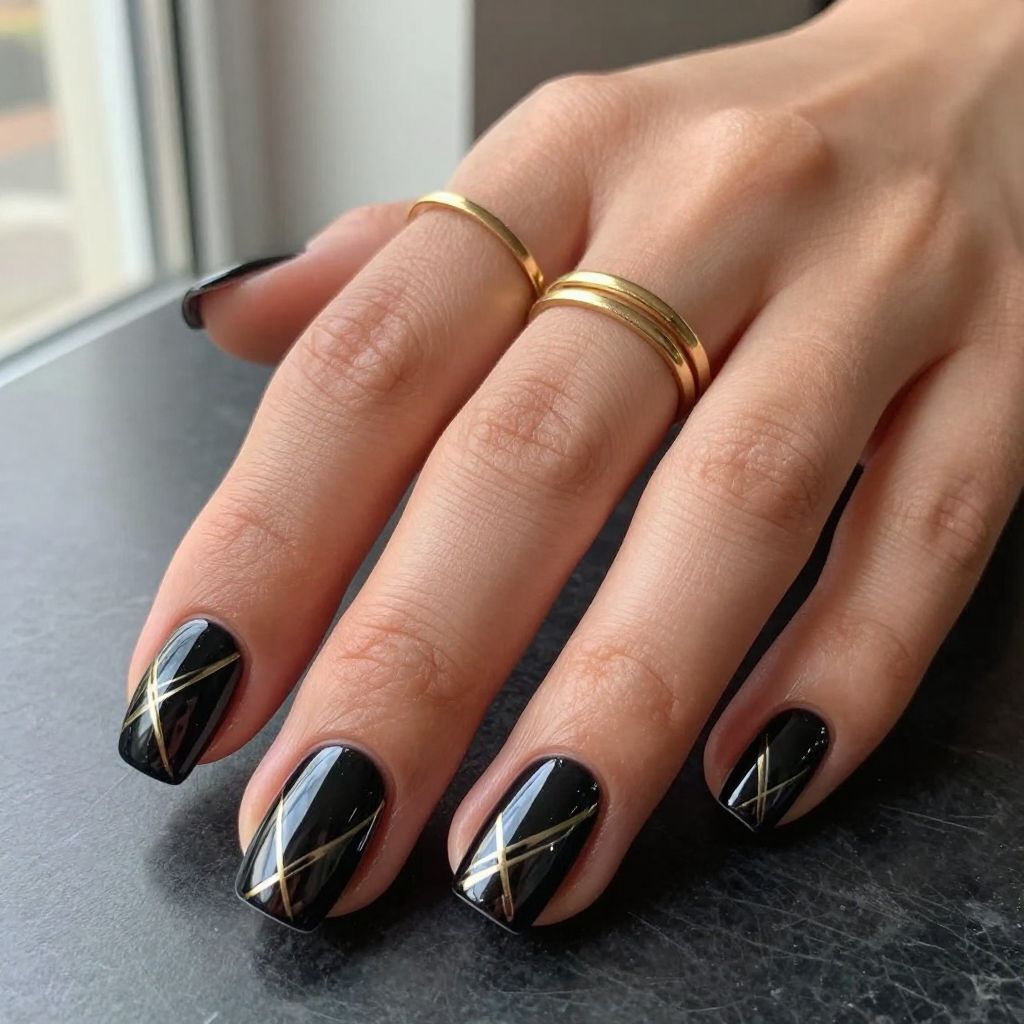 Black Chrome with Geometric Line Work