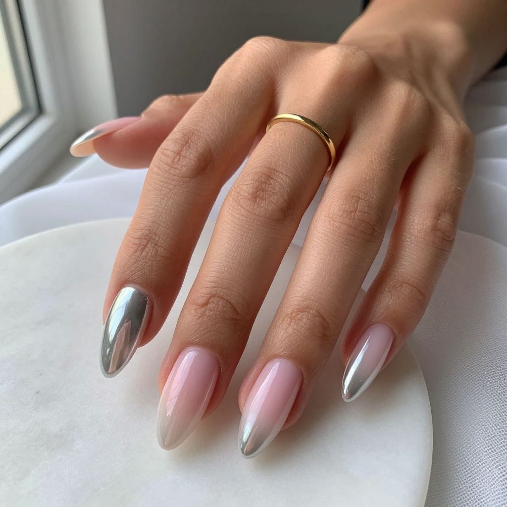 Chrome Reverse Ombré with Gradient Tips