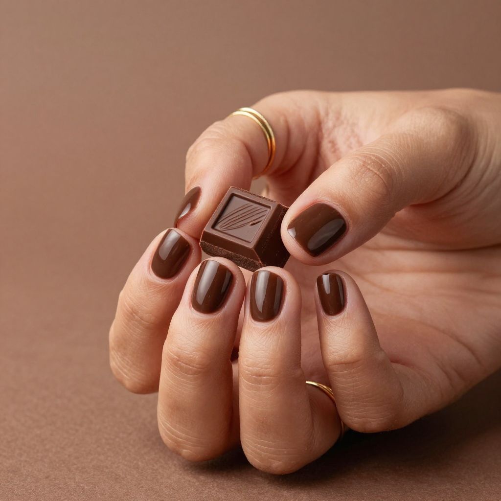 Chocolate brown chrome nails