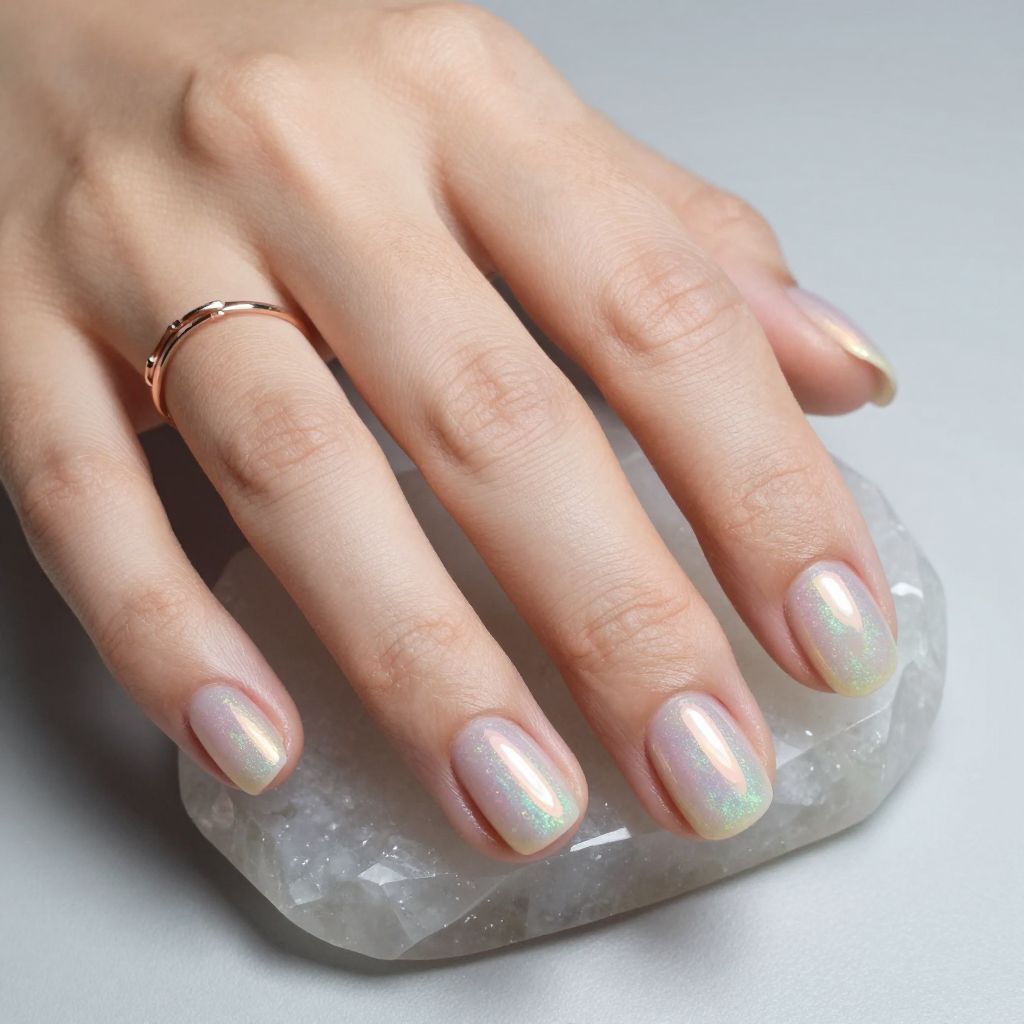 Opal chrome sheer nails