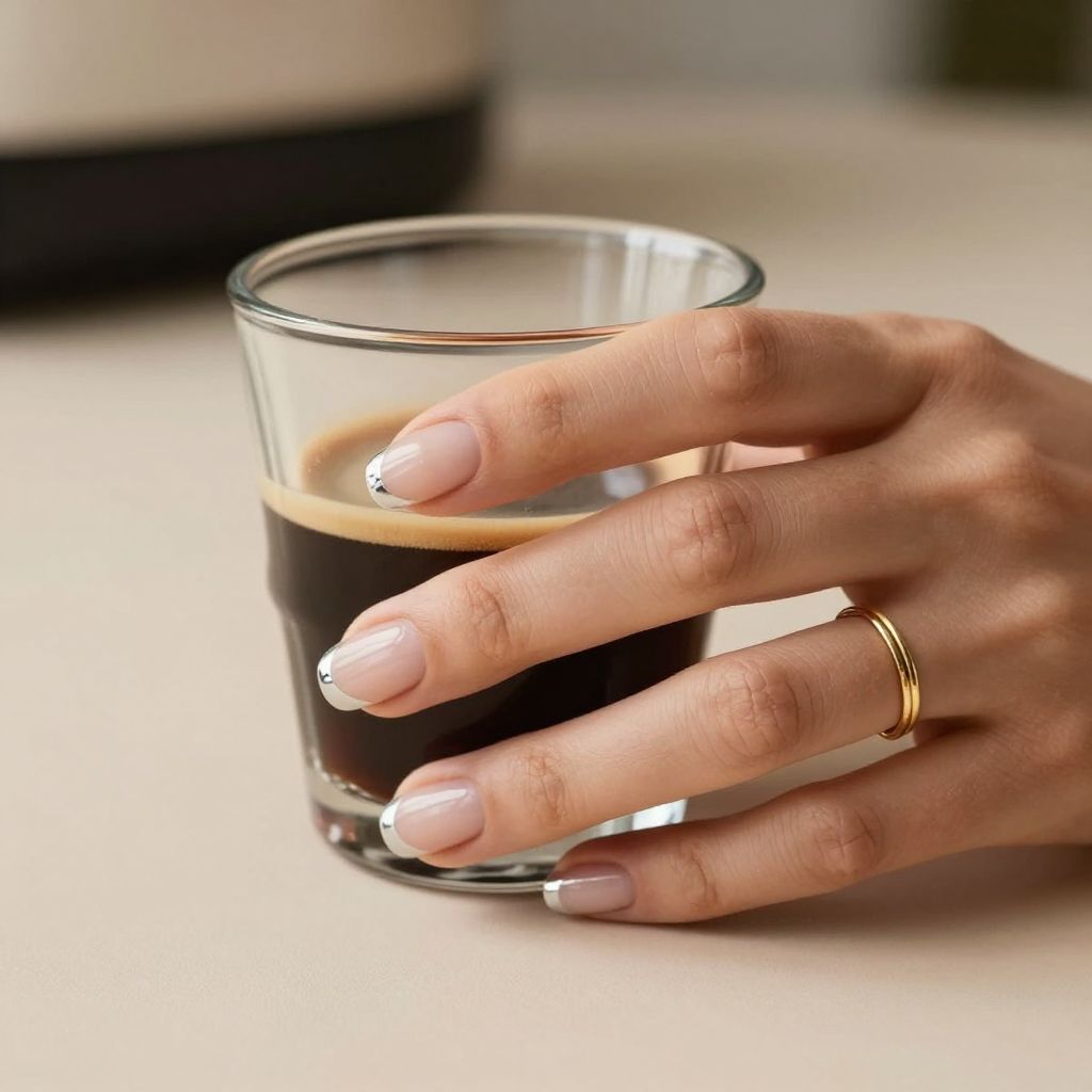 Mirror chrome french tip nails