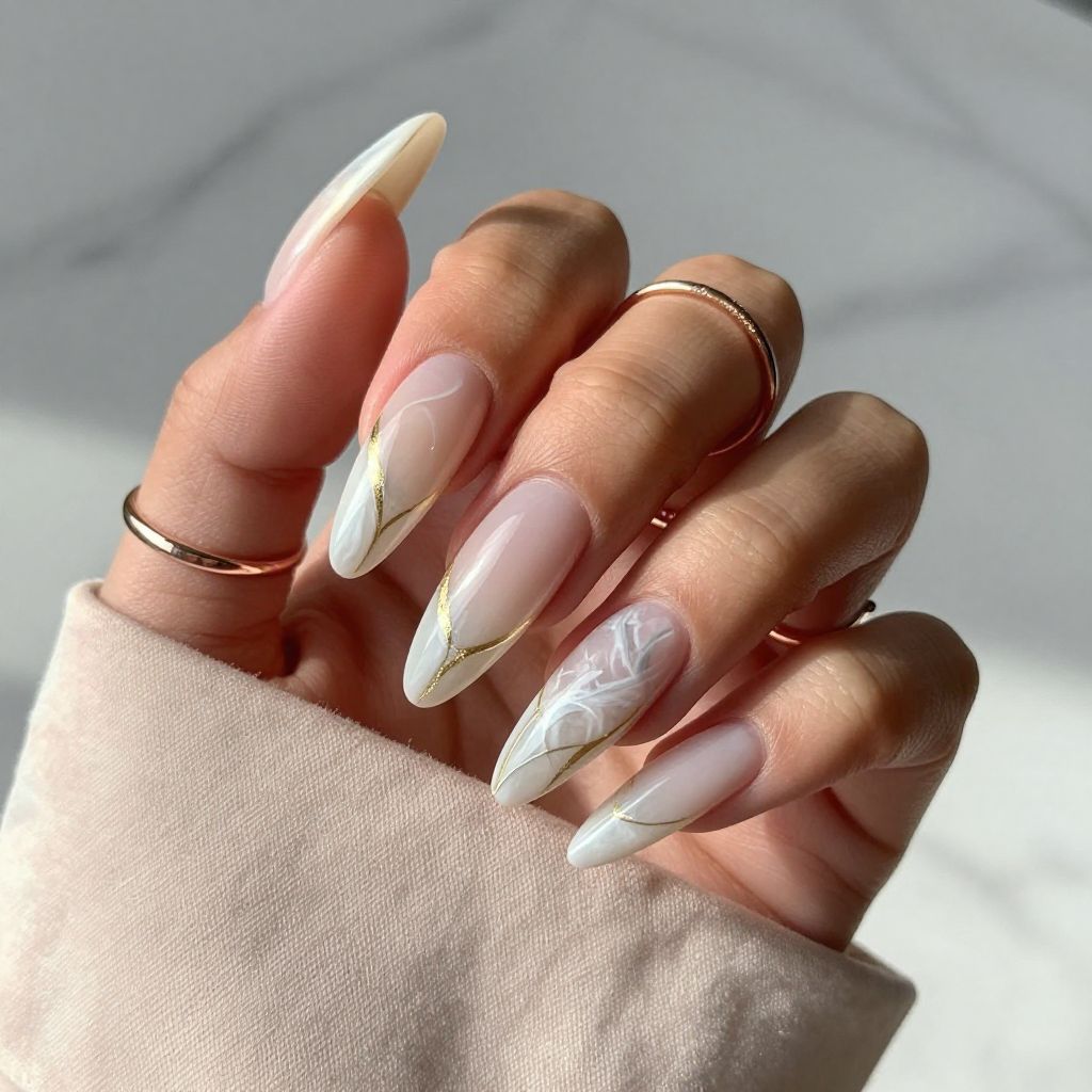Milky Quartz Coffin Nails