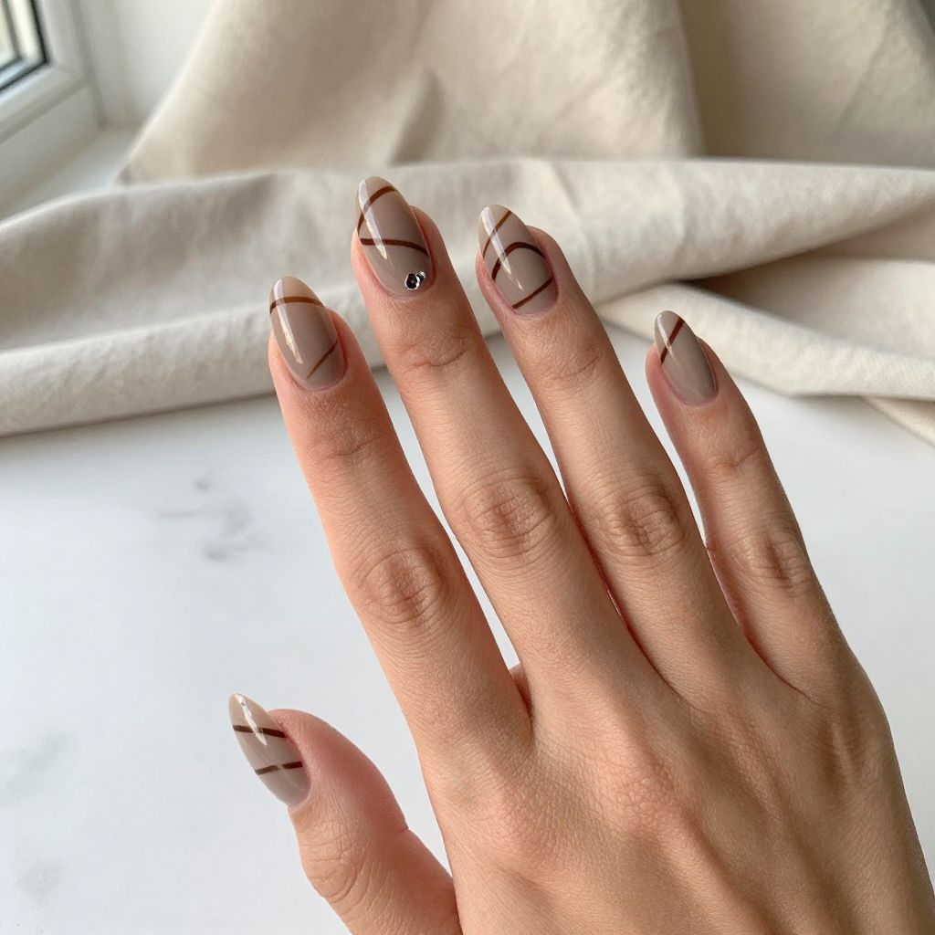 Warm Taupe with Thin Chocolate Striping