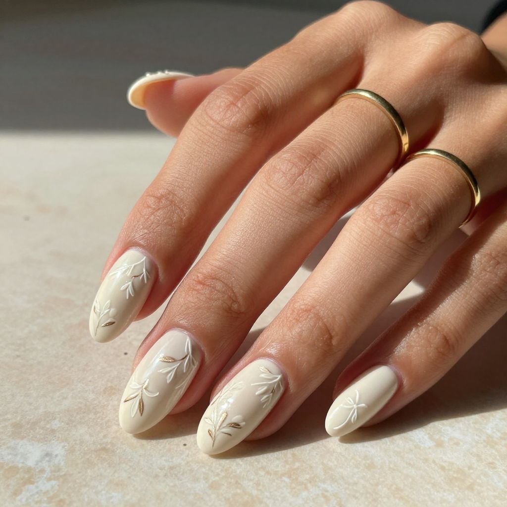 Ivory with Embossed Botanical Details