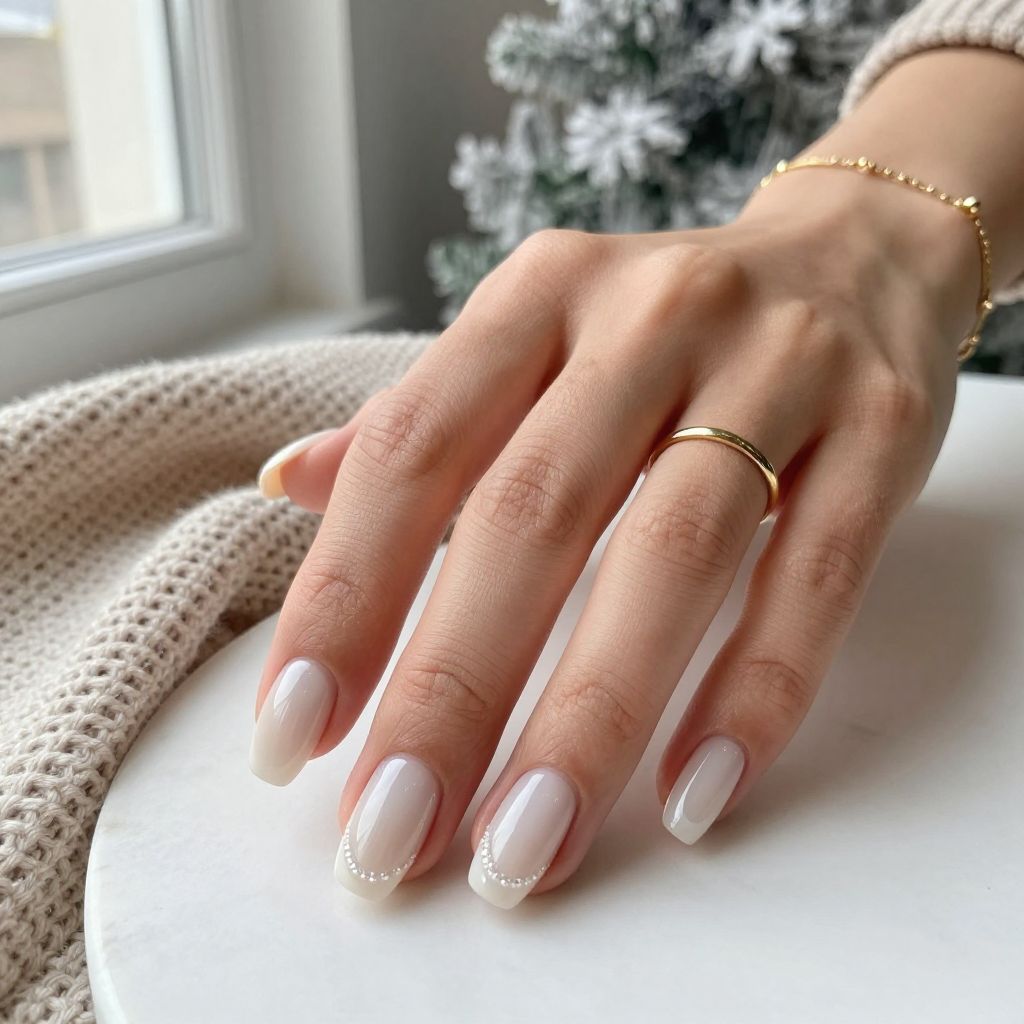 Milky White Ballerina Tips