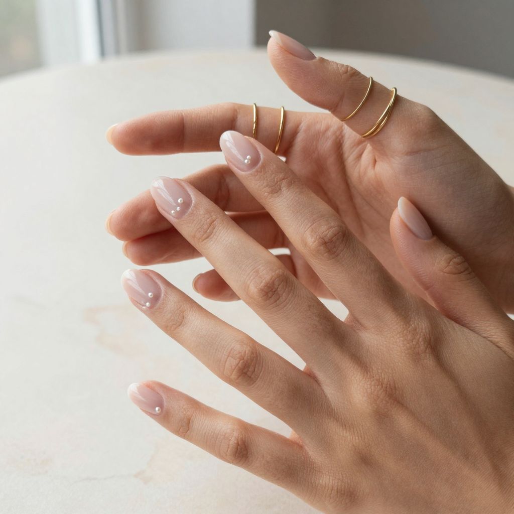 Nude Nails with Pearl Accents