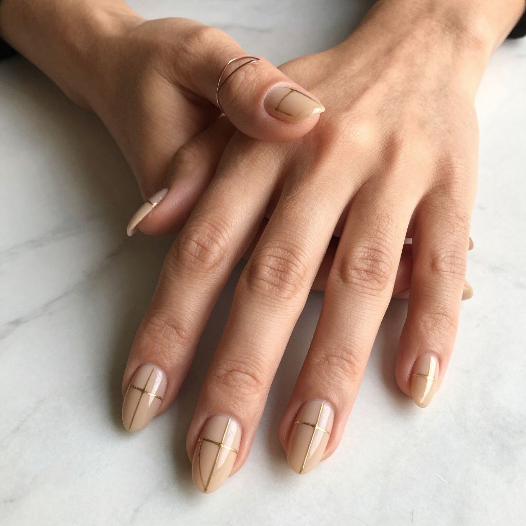 Nude with Thin Metallic Lines
