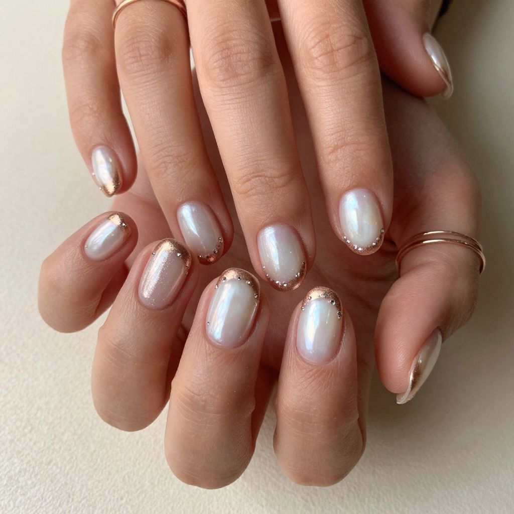 Pearl White with Rose Gold Tips
