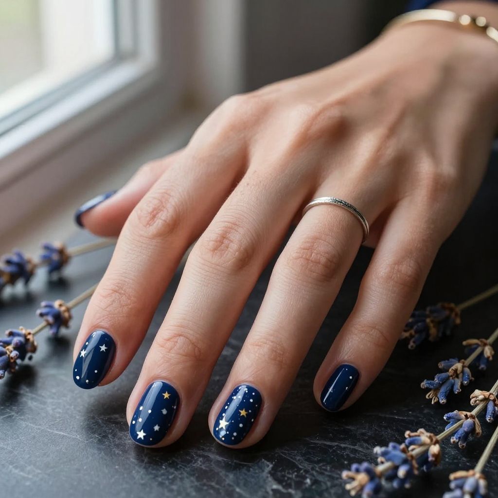 Deep Navy with Tiny Star Accents