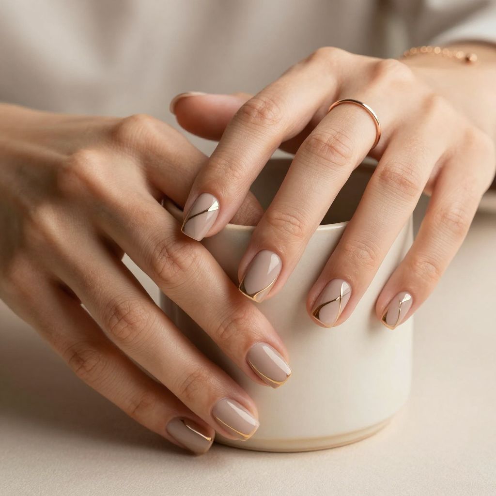 Soft Taupe with Bronze Metallic Lines