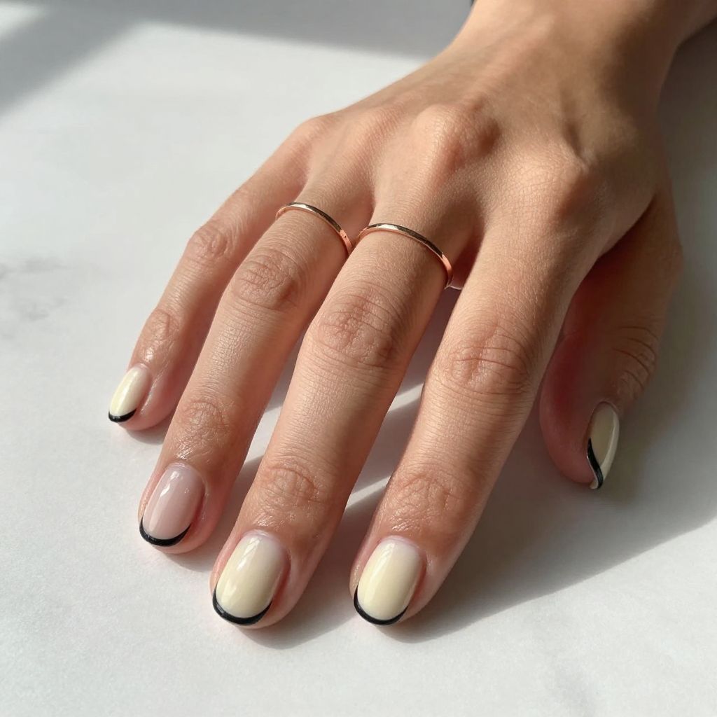Creamy Ivory with Thin Black Outline