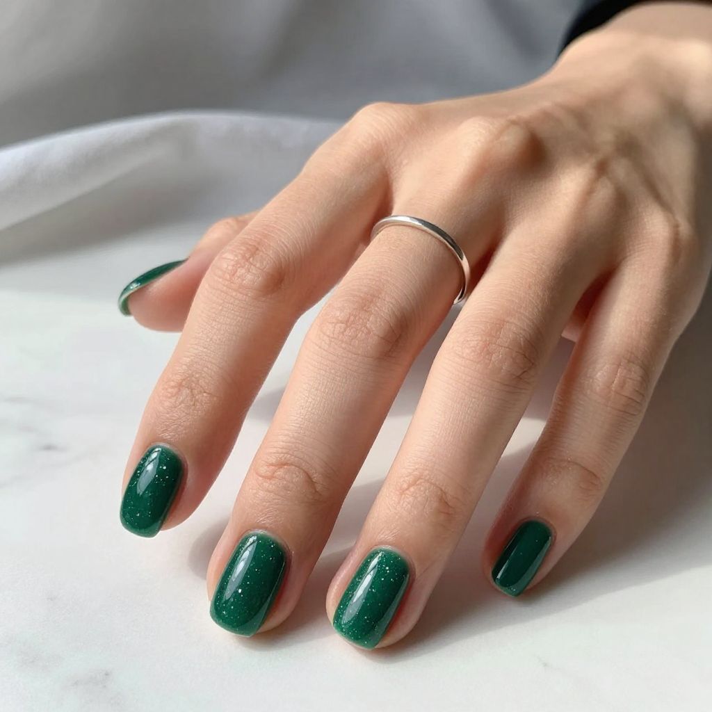 Rich Emerald with Silver Confetti