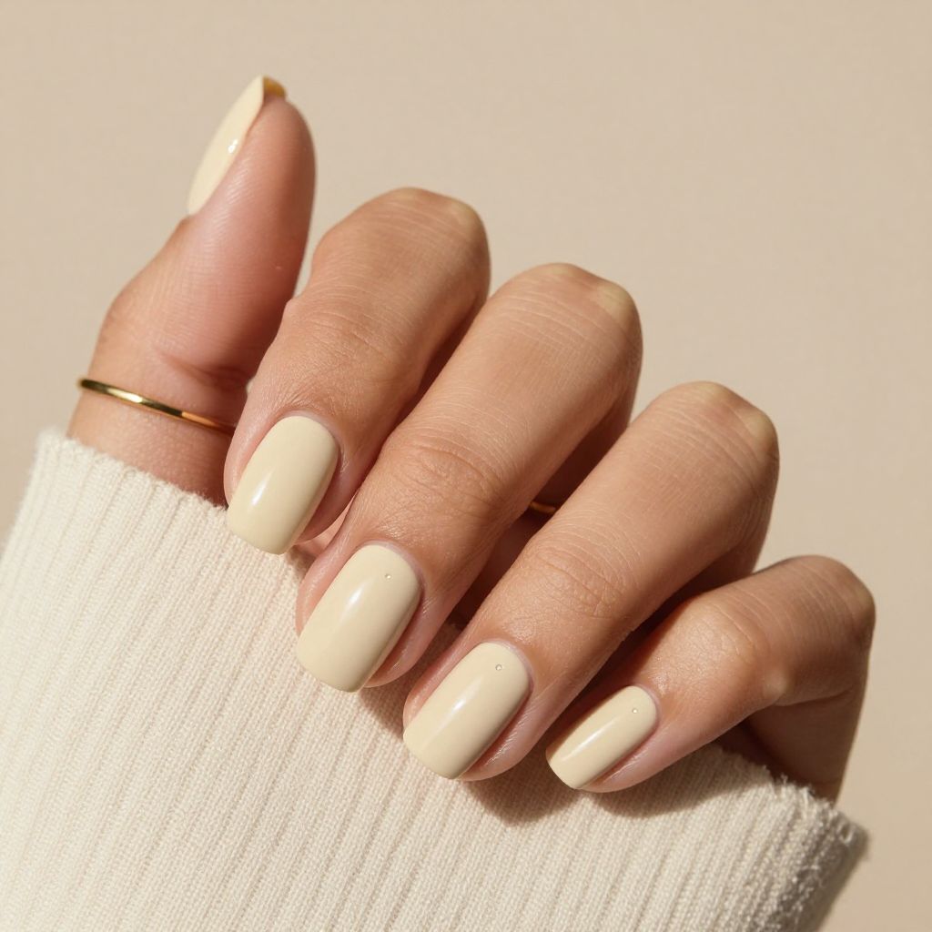 Soft matte nude clean girl nails