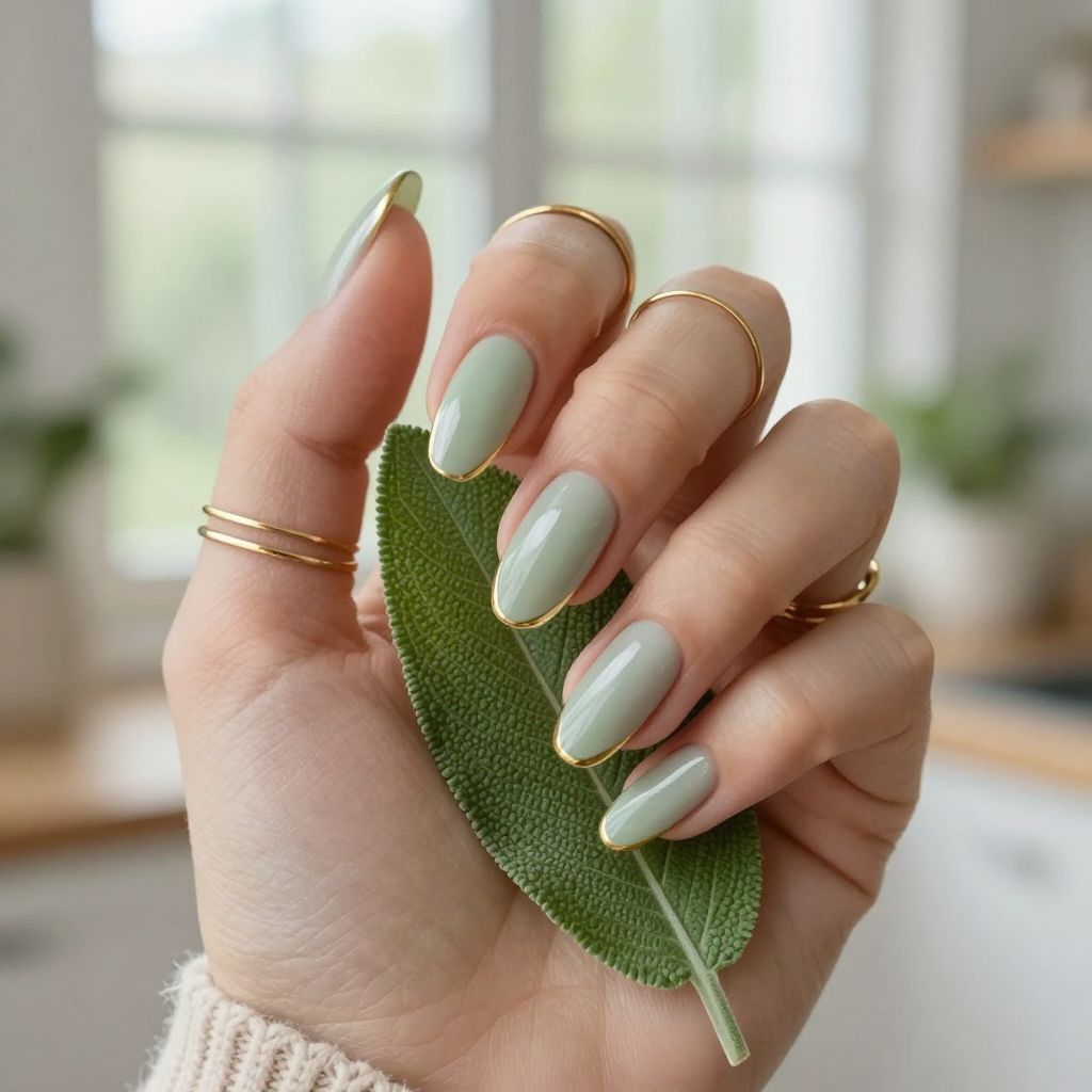 Soft sage wash clean girl nails