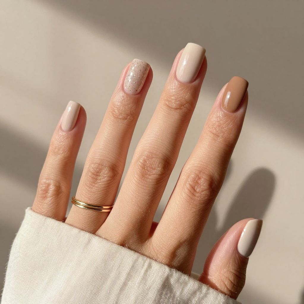 Neutral skittle clean girl nail set